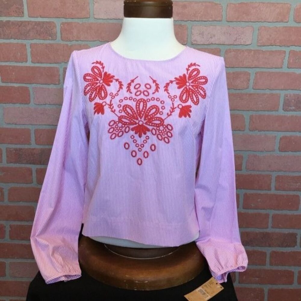 NWT Cremieux Women’s Embroidered Top Blouse Size XS